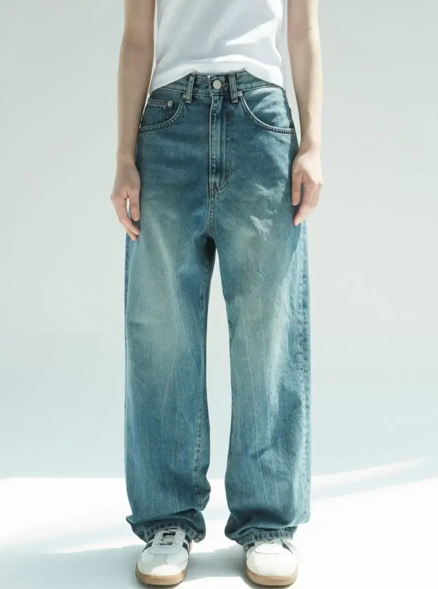 라벨아카이브 데님팬츠 new baggy jeans mid blue was